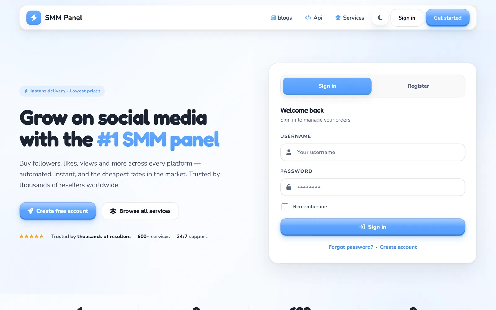 A live SMM panel deployed with PanelLaunch